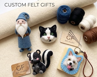 Custom Needle Felted Pet Portrait Keychain | Woodland Animal, Elf Sprite Doll