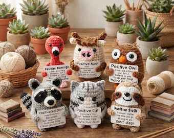 Gehäkelte emotionale Unterstützung Tier, lustiger Schreibtisch Buddy, Geschenk für psychische Gesundheit