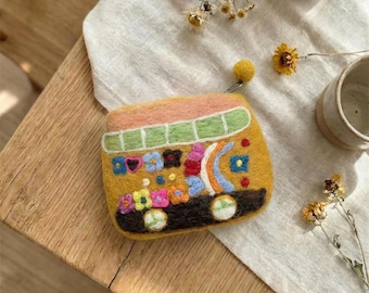 Handmade Felted Wool Coin Purse | Animal Zipper Pouch, Cottagecore Gift