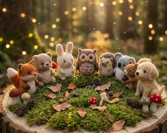 Needle Felted Woodland Animal Set | Storytelling Nursery Decor