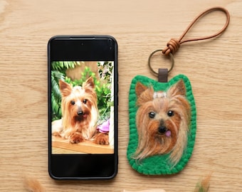 Custom Needle Felted Pet Keychain, Personalized Dog Cat Portrait, Wool Animal Bag Charm