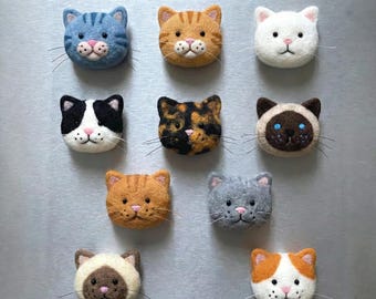 Handmade Wool Felt Cat Whisker Saver, Magnetic Fridge Ornament