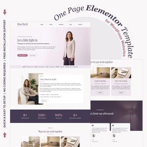 WordPress-mall för terapeut, landningssida | Ensidig Elementor-design för terapeuter och terapipraktik