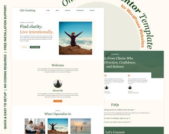Página de destino de WordPress para coaching de vida / Plantilla de Elementor de una página