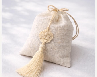 Hinoki Wood Sachet with Tassel Natural Cypress Home Fragrance Object
