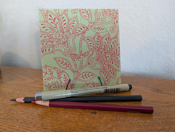 Pink Tangles, Lime - Expanded Zig-Zag Folio