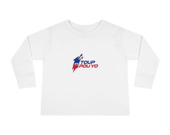 Toup Pou Yo logo toddler long sleeve tee | patriotic red blue graphic