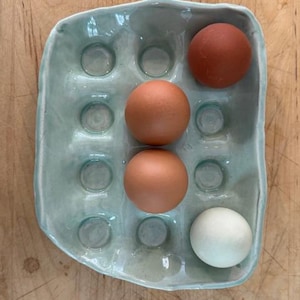 Handmade Ceramic Egg Carton - 12 vintage style