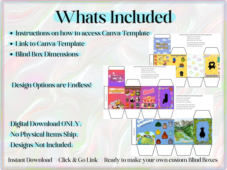 Custom Blind Box Canva Template, Editable Packaging Dieline, DIY Blind