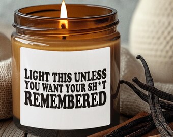 Tänd detta om du inte vill att din skit ska bli ihågkommen | Roligt sarkastiskt sojaljus för badrum i bärnstensfärgad burk, svordomsljus