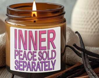 Inre frid säljs separat | Roligt sarkastiskt sojaljus i bärnstensfärgad burk, svordomsljus