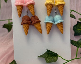164# Süße Eiscreme-Ohrringe in verschiedenen Sorten – handgefertigte Statement-Ohrringe | Kawaii Schmuck | Sommer Accessoire | Geschenkidee