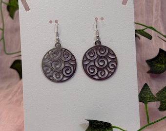 059# Kolczyki spiralne srebrne – ręcznie robione delikatne kolczyki wiszące – biżuteria boho