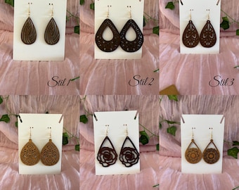 113# Handgemachte Holzohrringe in verschieden Varianten | Boho Style
