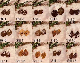 117# Orecchini in legno fatti a mano in vari stili, Boho
