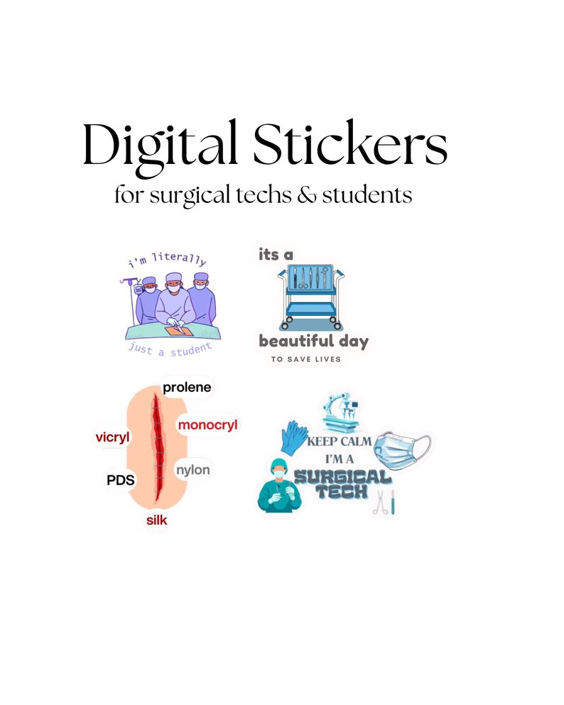 Suture Sticker Digital Stickers for Surgical Techs/students - Etsy