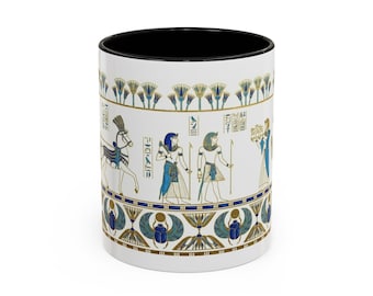 Ancient Egyptian Hieroglyph Border Accent Coffee Mug | 11oz or 15oz