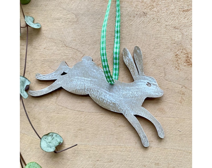 A Hand Painted Hare Decoration