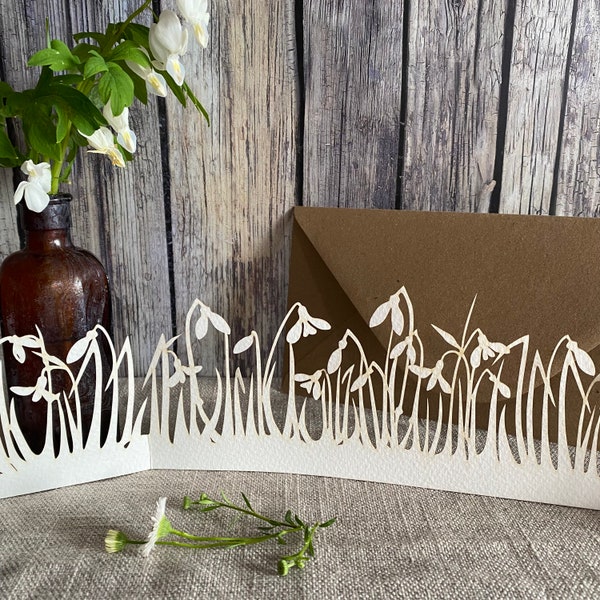 Paper Cut Cards: A Pretty Snowdrop Frieze