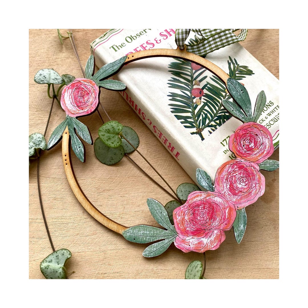 Wooden Flowers - A Hand Painted Rose Rondel - Etsy