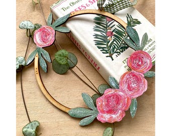 Wooden Flowers - A Hand Painted Rose Rondel