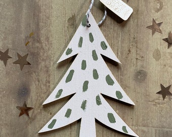 Winter White Hand Painted Christmas Tree  Decoration