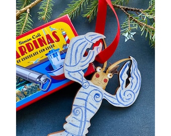 Hand Painted Christmas Decorations - A Festive Lobster Decoration