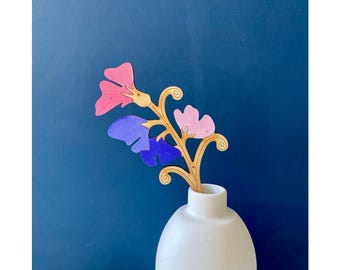 Wooden Flowers - A Hand Painted Sweet Pea Stem