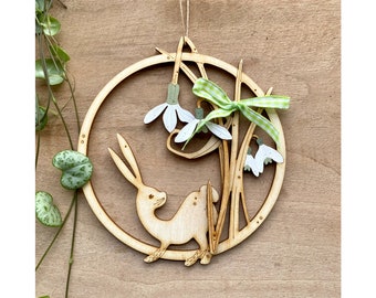 Spring - A Pretty Hare and Snowdrop Rondel