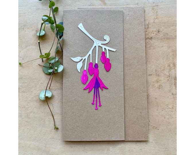 Paper - Cut Cards: Hand Coloured Fuscia