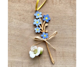 A Petite Forget me Not Hand Painted Decoration in Blue