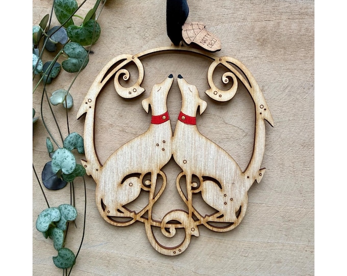 Hand Painted Decorations - A Twin Whippet Rondel