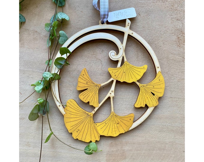 Hand Painted Flowers - A Gorgeous Ginkgo Leaf Rondel
