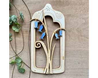 Bluebell Shrine Hand Painted Birchwood Wall Decoration