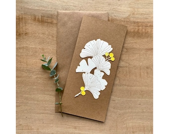 Paper - Cut Cards: Hand Coloured Ginkgo Leaf