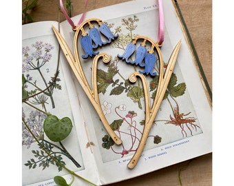 Wooden Flowers - A Pair of Hand Painted Bluebell Decorations