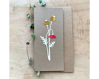 Paper - Cut Cards: Hand Coloured Poppy