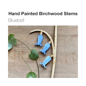 Wooden Flowers - A Hand Painted Birchwood Bluebell Stem