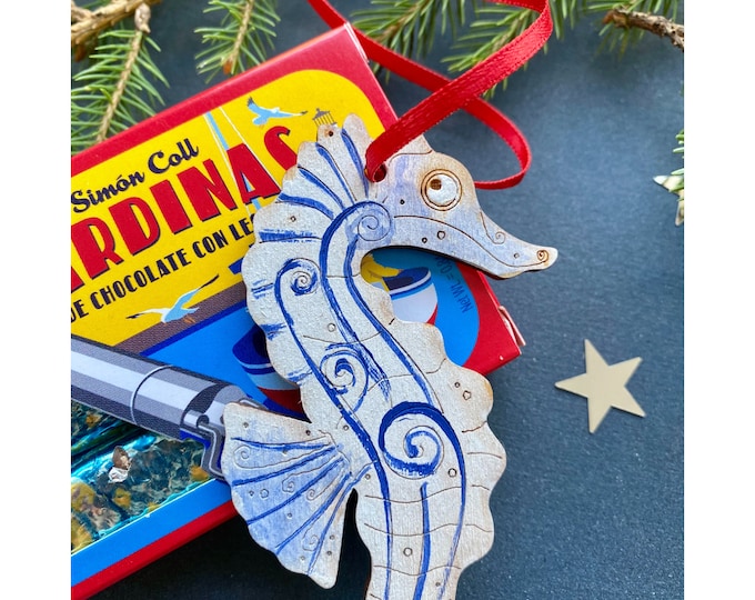 Hand Painted Christmas Decorations - A Festive Seahorse