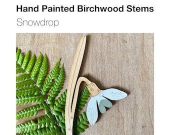 Wooden Flowers - A Hand Painted Birchwood Snowdrop Stem