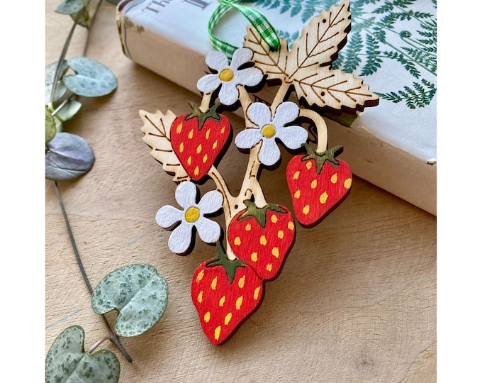 Featured listing image: A Hand Painted Wooden Strawberry Decoration