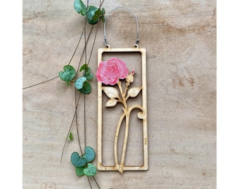 Wooden Flowers - A Hand Painted Rose Wall Hanging