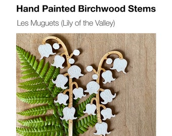 Wooden Flowers - Les Muguets A Pair of Hand Painted Lily of the Valley Stems