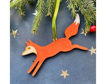 Wooden Christmas Decorations - A Hand Painted Fox Decoration