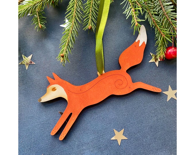 Wooden Christmas Decorations - A Hand Painted Fox Decoration