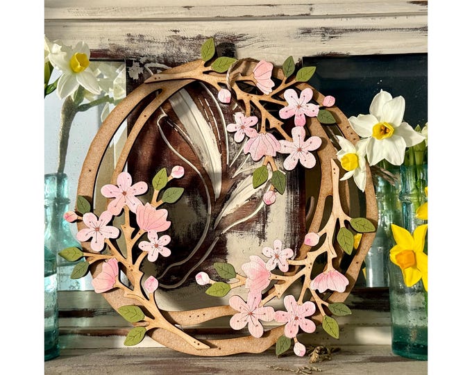 Wooden Flowers - A Hand Painted Blossom Rondel