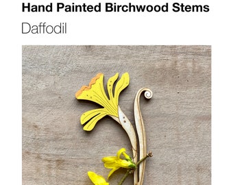 Wooden Flowers - A Hand Painted Daffodil Stem