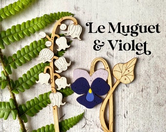 Wooden Flowers - Le Muguet with a Hand Painted Vibrant Violet Stem