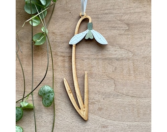 Wooden Flowers - A Pretty Snowdrop Hand Painted Decoration