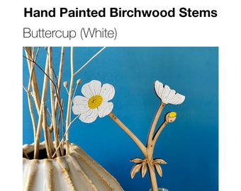 Wooden Flowers - A Hand Painted Buttercup Stem